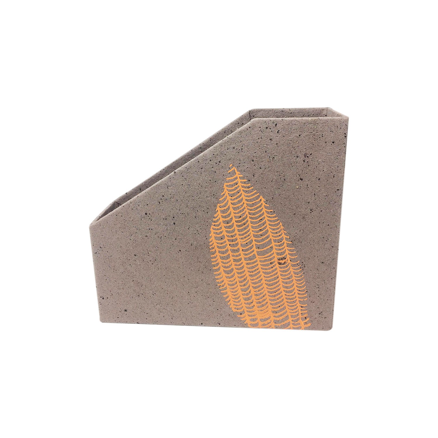 Handmade Paper File Holder with leaf print - Coffee brown 