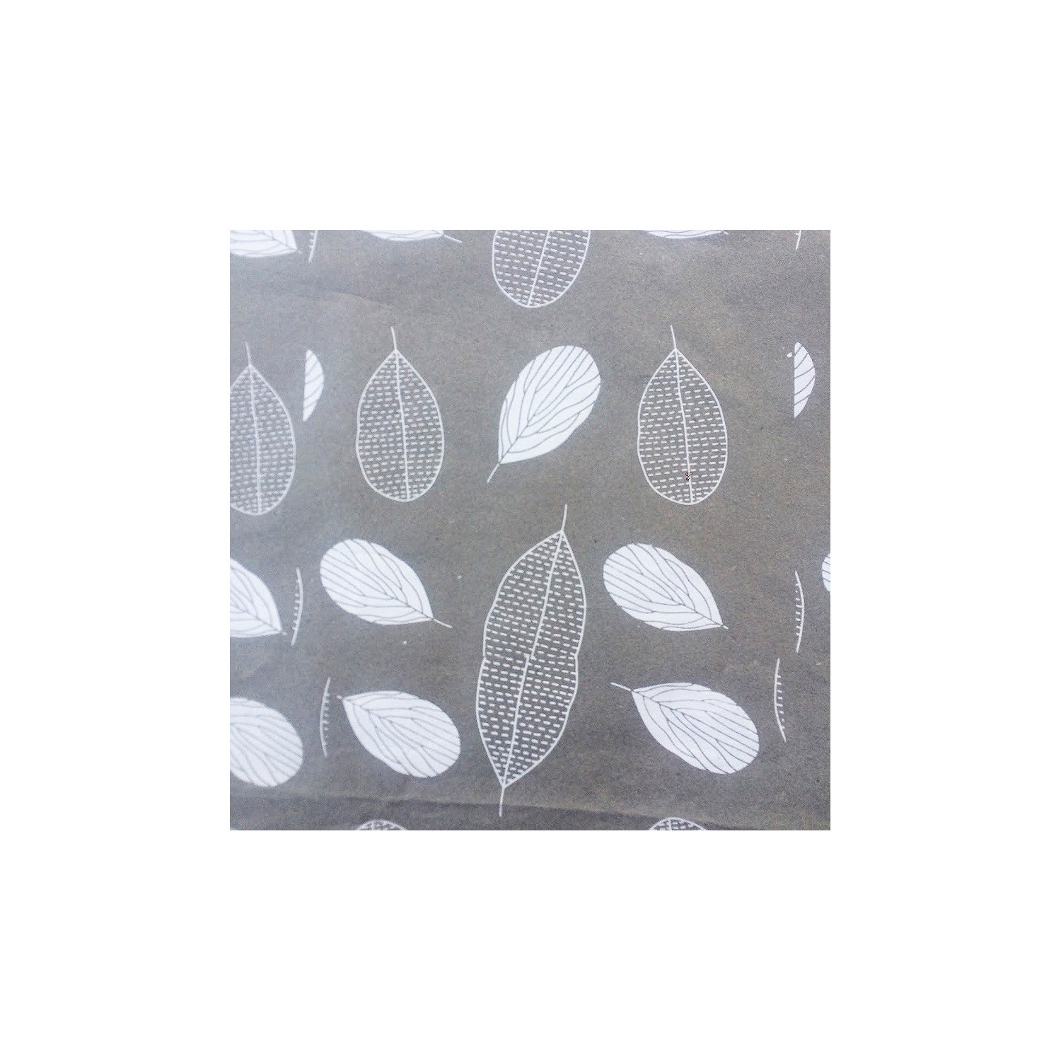 Light Grey Gift Wrap made of cotton paper with leaves print