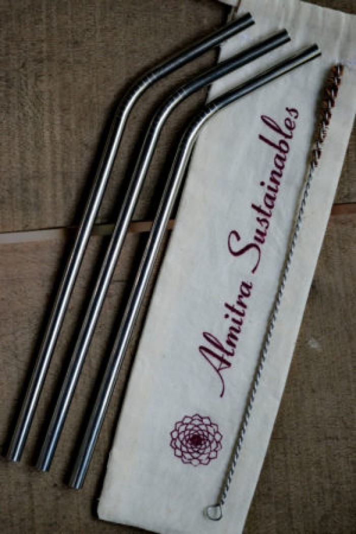 Almitra Sustainables: Reusable Stainless Steel Straws with Cleaner