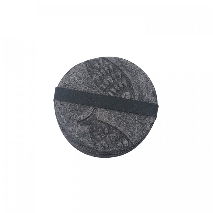 Paper mache coasters ; dark grey with fish impression (set of 4)