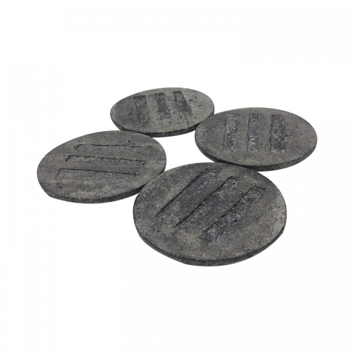 Paper mache coasters; dark grey with chunky line impression (set of 4)