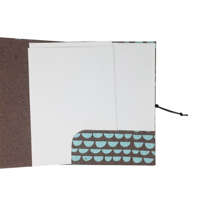 Handmade Paper File Folder with clouds print -Coffee Brown 