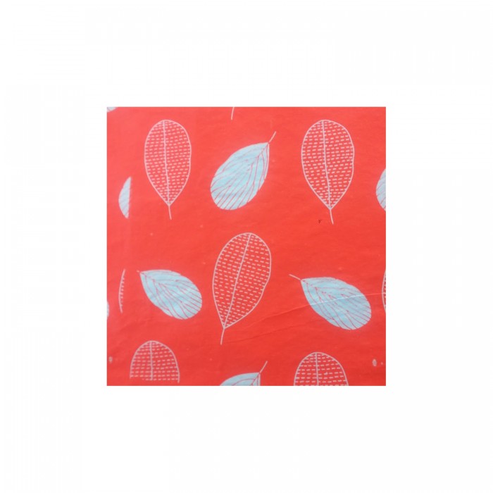 Red Gift Wrap made out of cotton paper with leaves print