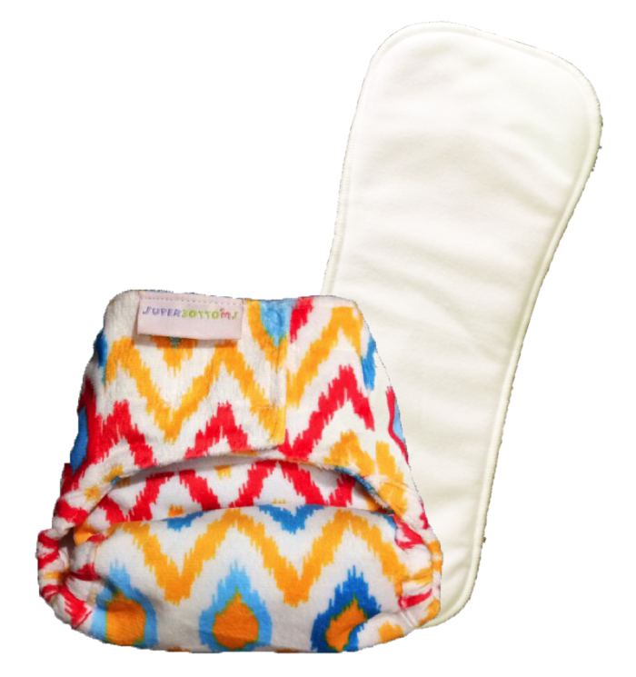 Newborn SUPERSOFT cover diaper + 1 dry-feel soaker (Ikat Chevron) with velcro closure