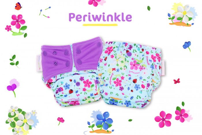 UNO Reusable cloth diaper with 2 Organic Cotton inserts (One dry-feel insert and one booster) [Day & Night Use]- Periwinkle